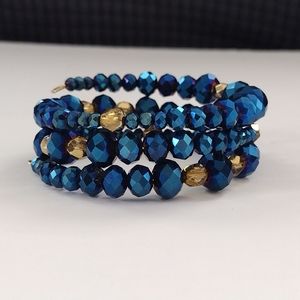Blue and Gold Wrap Bracelet